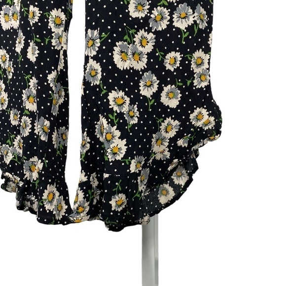 ZARA Cropped Daisy Print Pants Medium - Picture 4 of 7